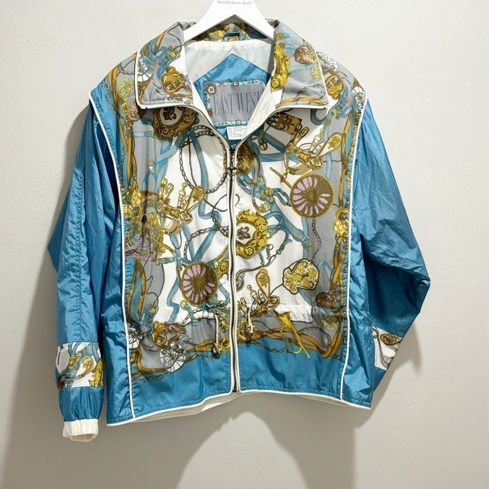 Vintage EAST WEST Women’s 1980s Equestrian Theme Horse Bit Jacket Zip Up Size L
